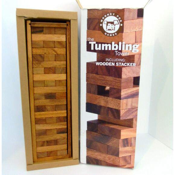 LG TUMBLING TOWER + WOODEN STACKER Building Blocks Construction Game Monkey Pod - Picture 1 of 8